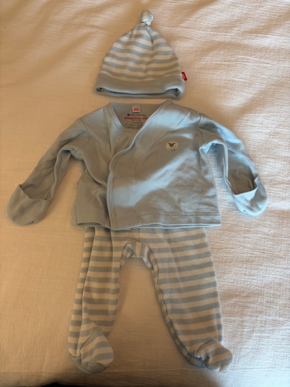 Magnetic Me Light Blue Baby Matching Set - Hat, Top & Footed Pants
